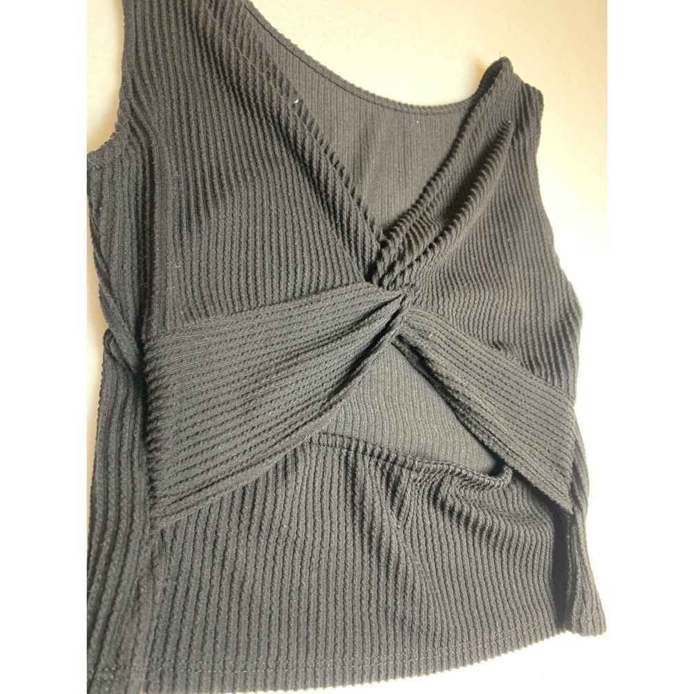 Antistar Black Ribbed Knit Twist Back Cutout Tank Top Womens Medium Preloved - Picture 6 of 6